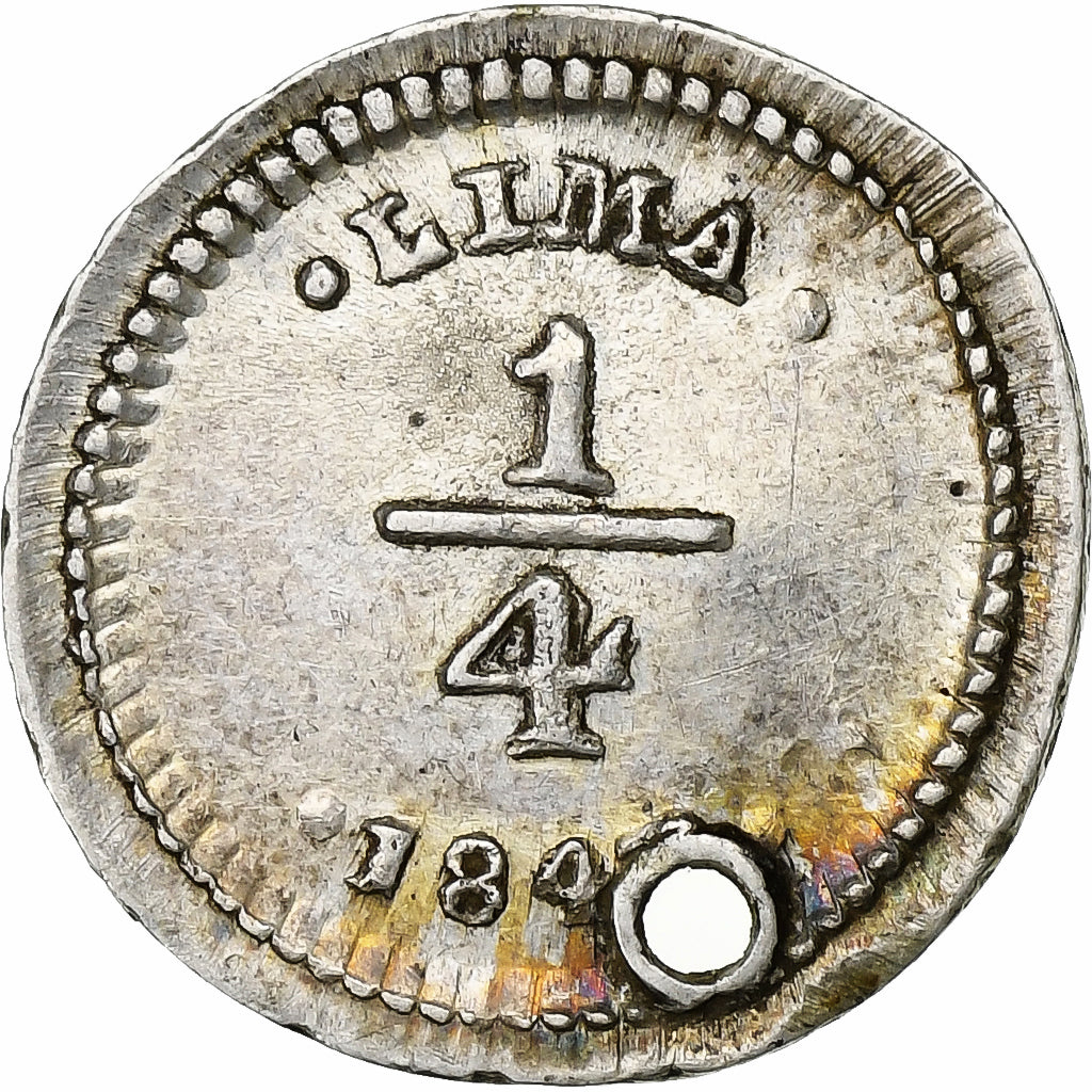 Perù, 1/4 Réal, 184[?], Lima, Argento, BB+, KM:143.1