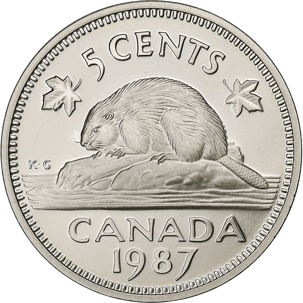Canada, Elizabeth II, 5 Cents, 1987, Ottawa, Proof, Copper-nickel, MS(65-70)