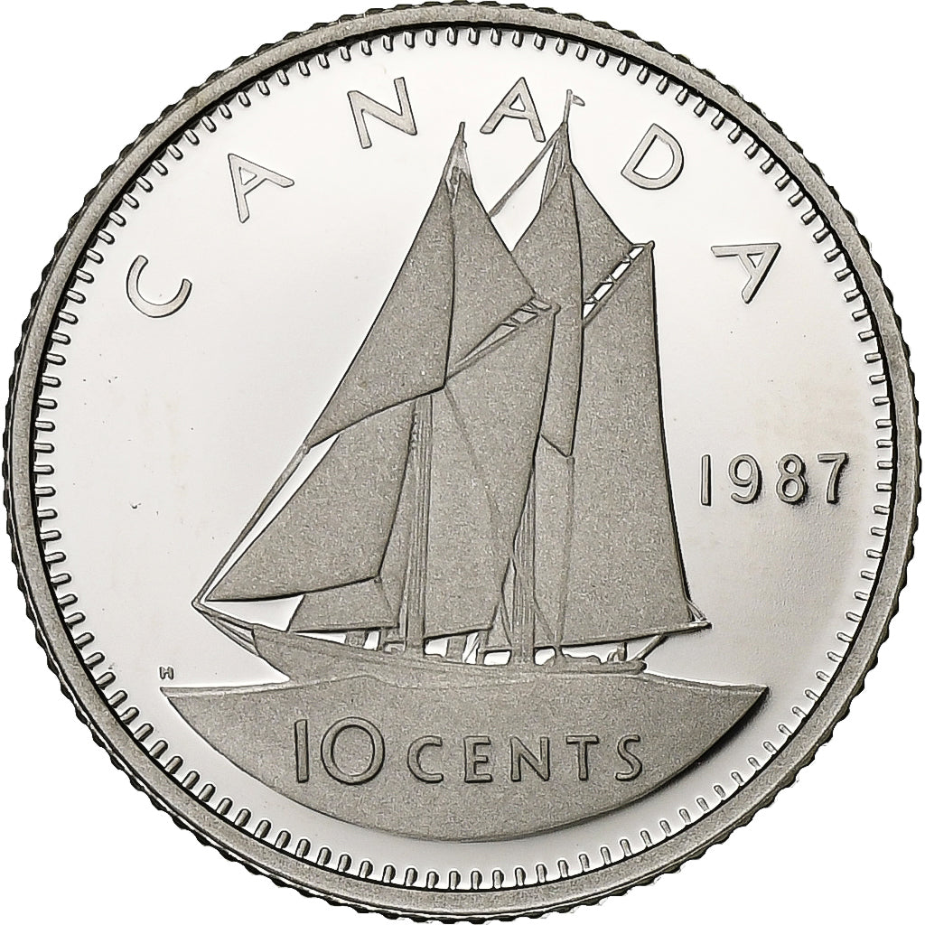 Canada, Elizabeth II, 10 Cents, 1987, Ottawa, Proof, Nikiel, MS(65-70), KM:77.2