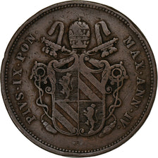 Papal States, Pius IX, 2 Baiocchi, 1850, Rome, Copper, VF(30-35), KM:1344