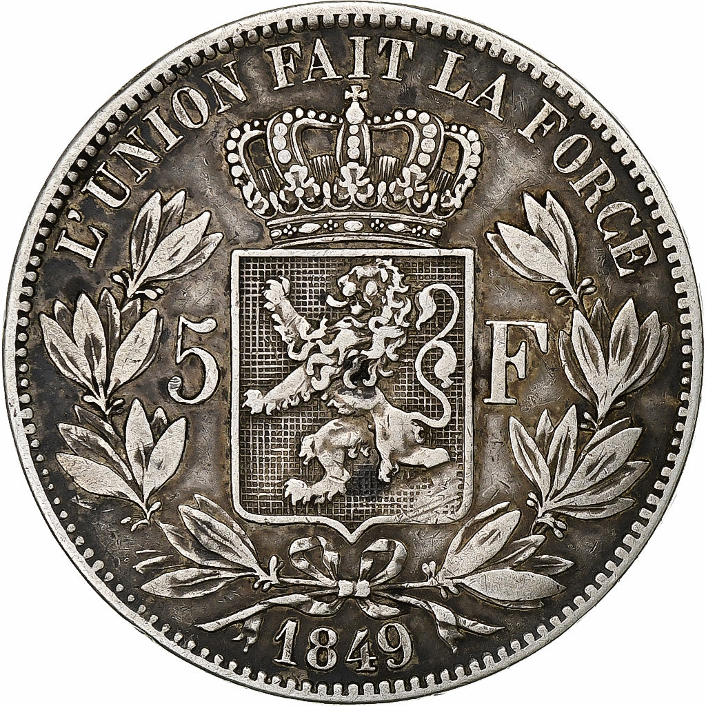 Belgium, Leopold I, 5 Francs, 1849, Brussels, Silver, EF(40-45), KM:17