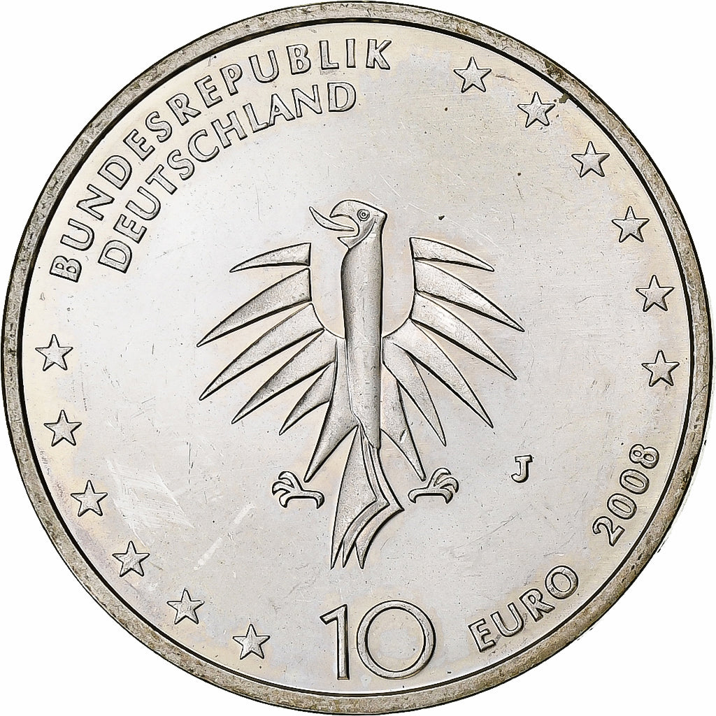 Germany, 10 Euro, Gorch Fock, 2008, Hamburg, Silver, MS(60-62), KM:274