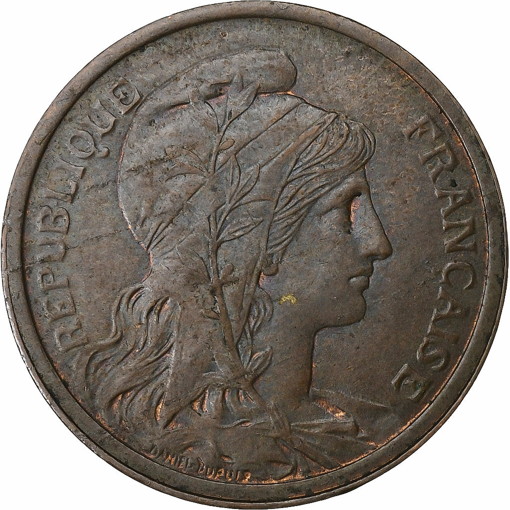 France, 2 Centimes, Daniel-Dupuis, 1912, Paris, Bronze, AU(55-58), Gadoury:107