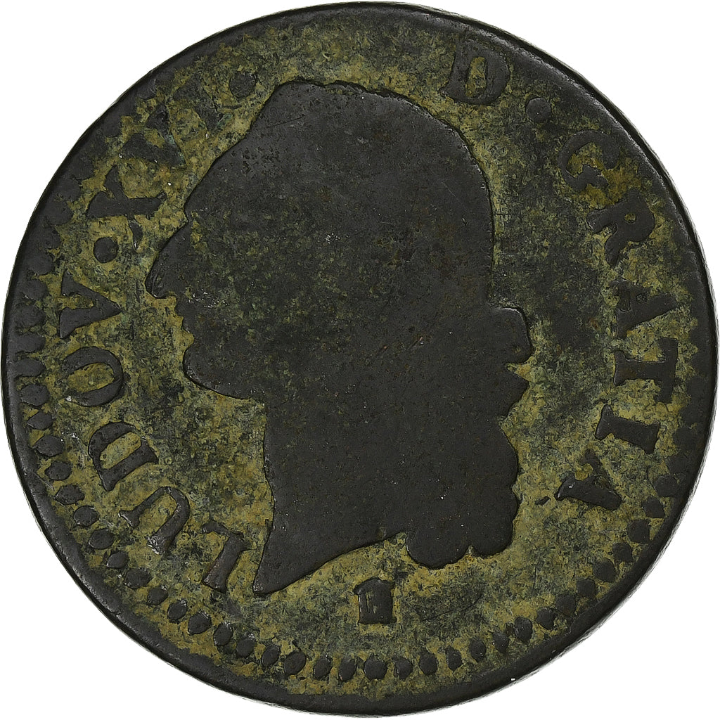 Frankreich, Louis XVI, Sol, 1788, Bordeaux, Kupfer, S, Gadoury:350