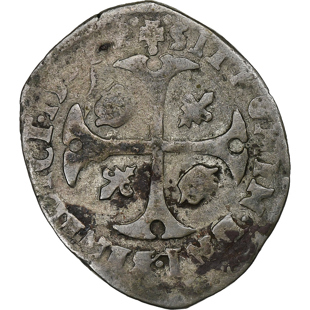 Francia, Henri IV, Douzain aux deux H, 159[?], Montpellier, Vellón, BC