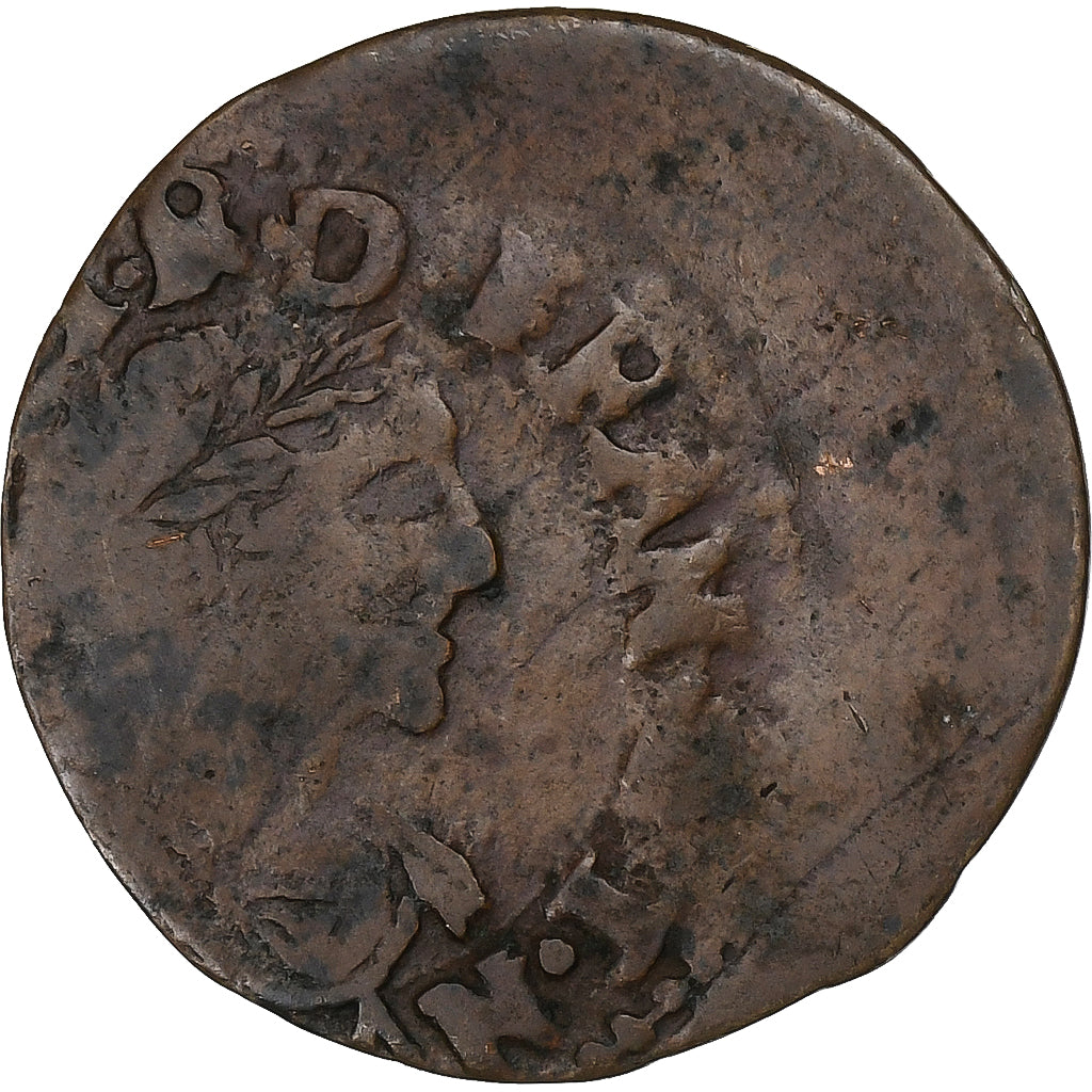 Francia, Louis XIII, Double Tournois, 1610-1643, Uncertain Mint, Rame, MB+