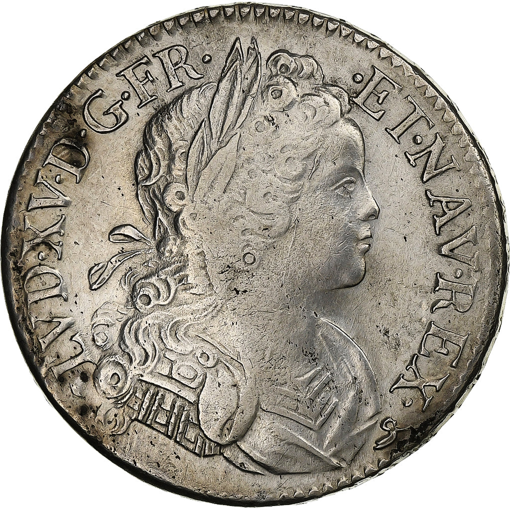 France, Louis XV, Écu de France-Navarre, 1718, Rouen, Silver, EF(40-45)