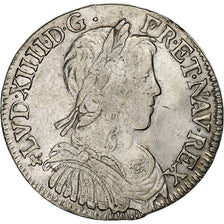 France, Louis XIV, 1/2 Écu à la mèche longue, 1654, Rennes, Silver