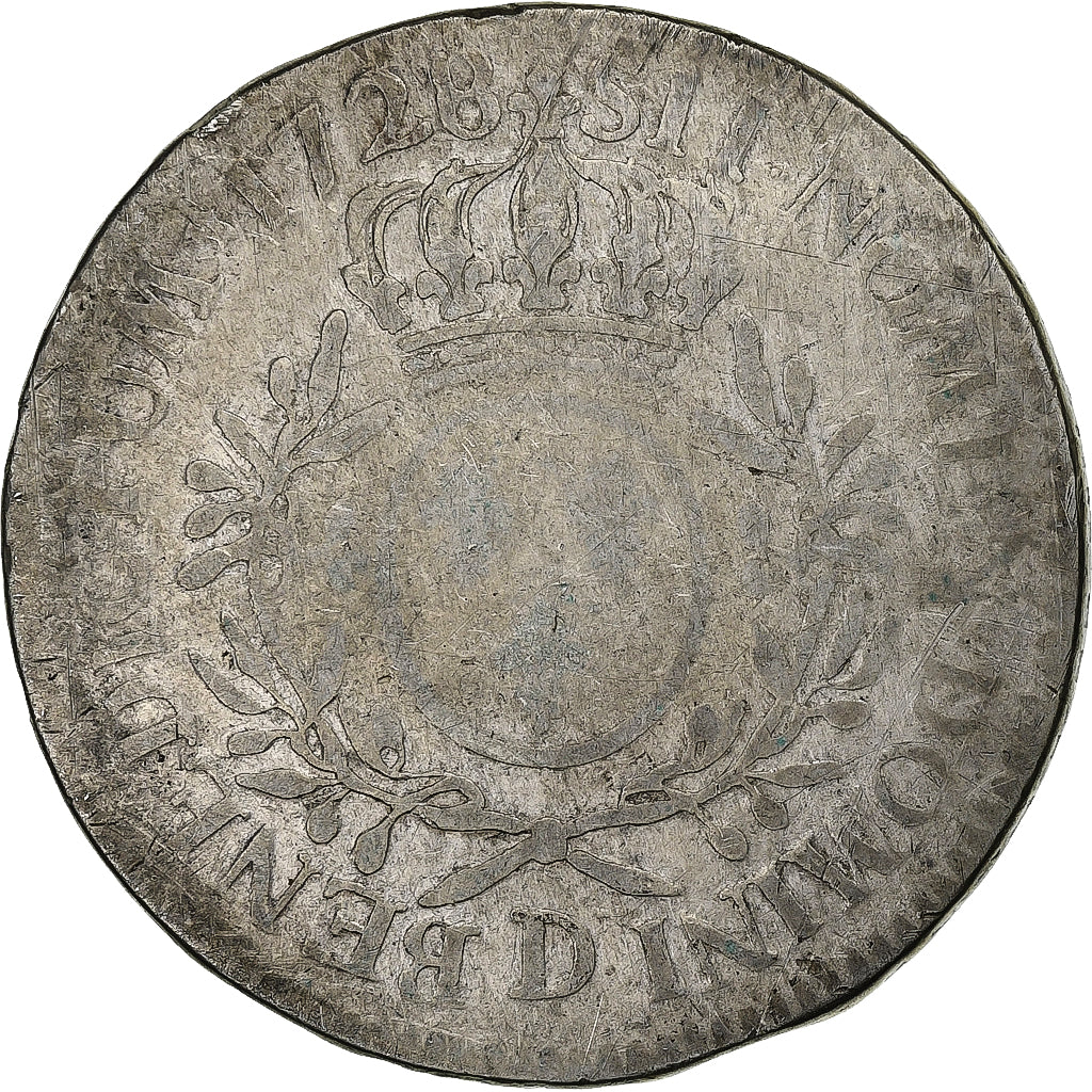 Frankrijk, Louis XV, Ecu aux branches d'olivier, 1728, Lyon, Zilver, ZG+