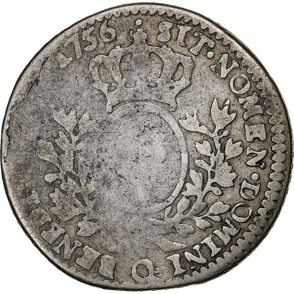 Frankrijk, Louis XV, 1/5 Écu au bandeau, 1756, Perpignan, Zilver, ZG+