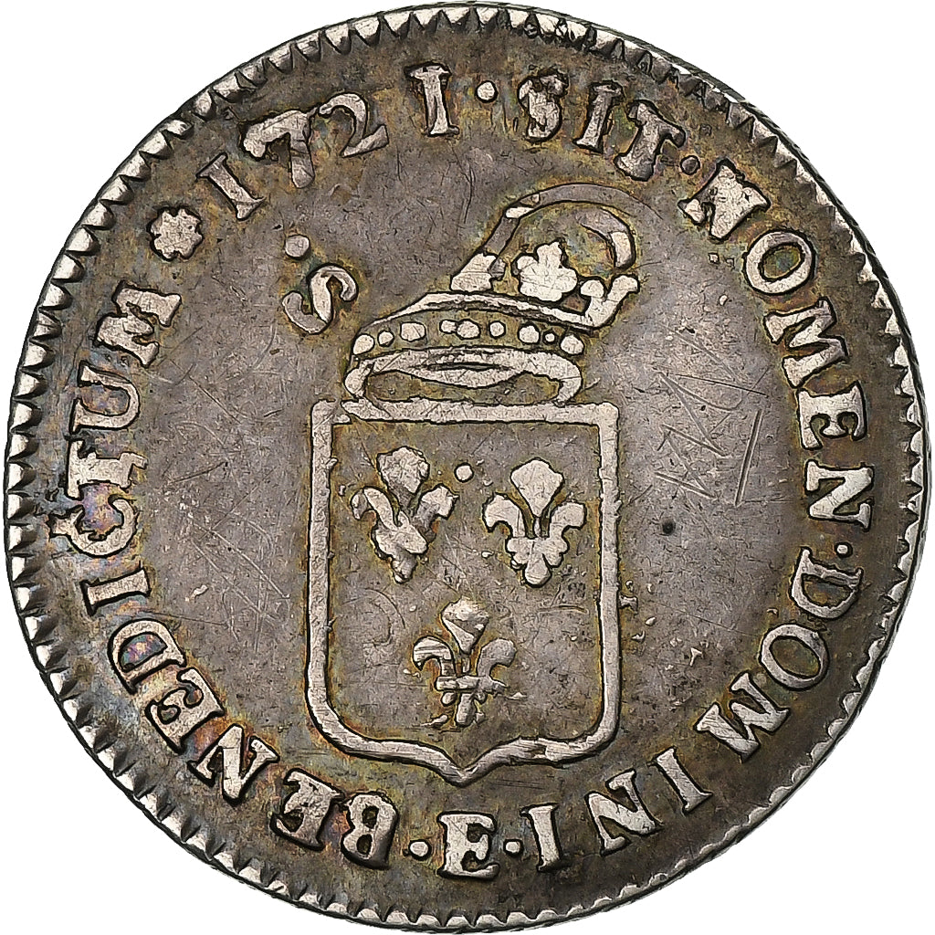 Frankrijk, Louis XV, 1/6 Écu de France, 1721, Tours, réformé, Zilver, FR+