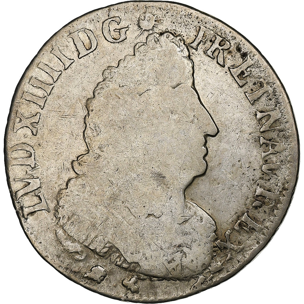 France, Louis XIV, 1/4 Ecu aux palmes, 1694, Montpellier, réformé, Silver