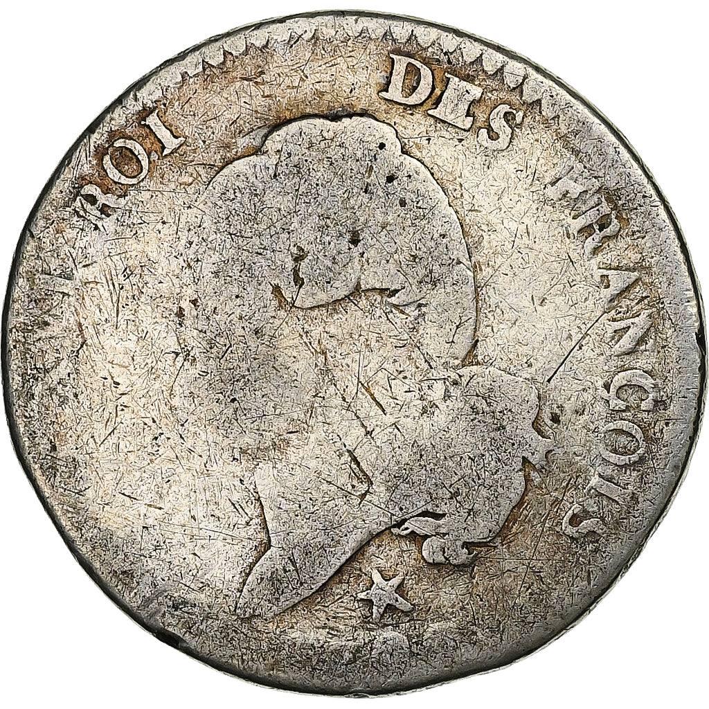 France, Louis XVI, 15 Sols, 1792 / AN 4, Lille, Silver, F(12-15), Gadoury:36