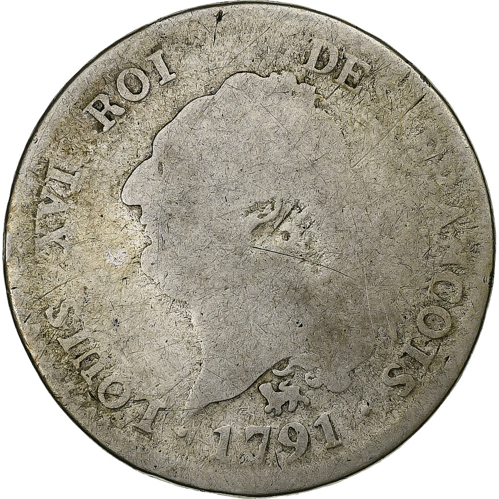 Francia, Louis XVI, 30 Sols, 1791 / AN 3, Paris, Argento, B+, Gadoury:39