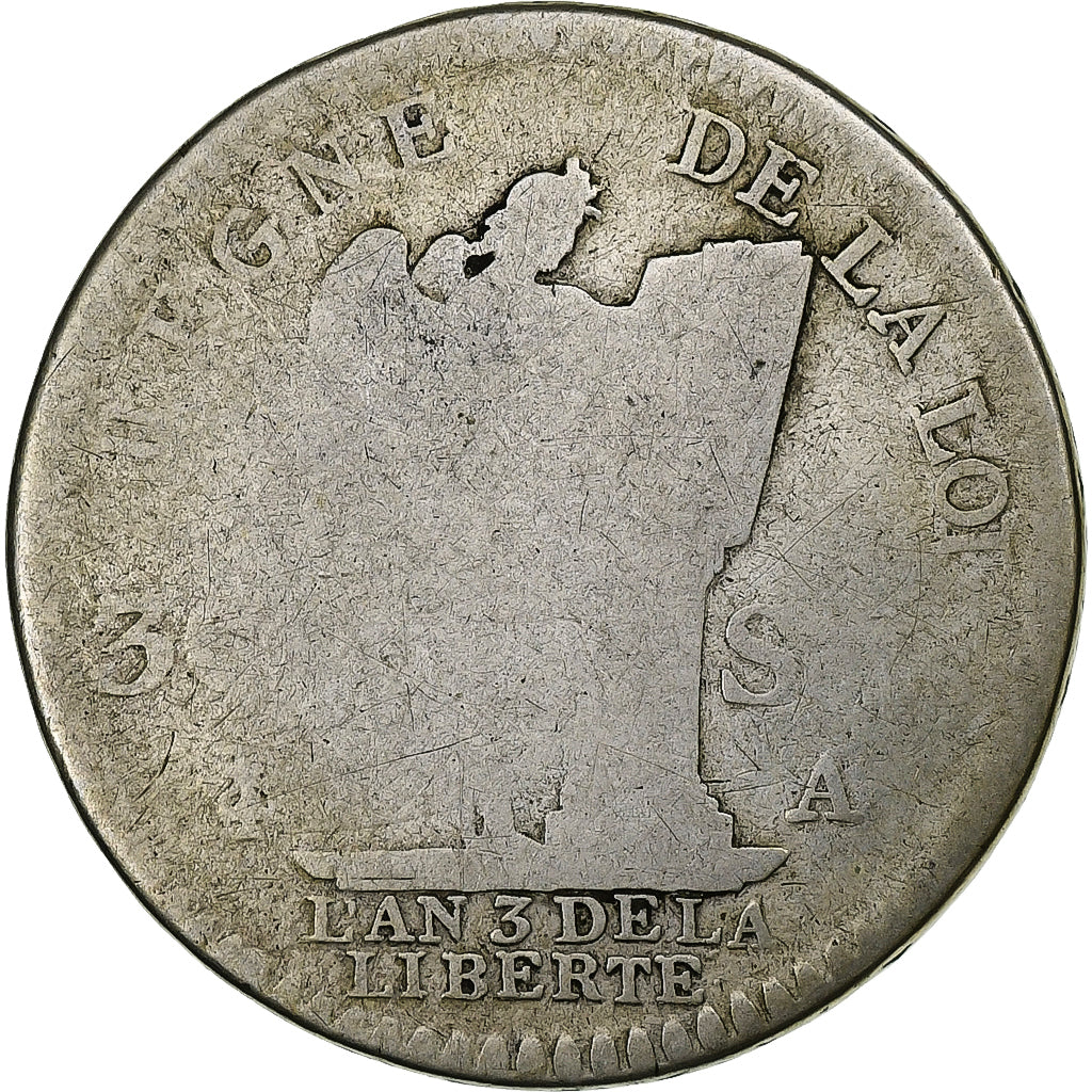 Francia, Louis XVI, 30 Sols, 1791 / AN 3, Paris, Argento, B+, Gadoury:39