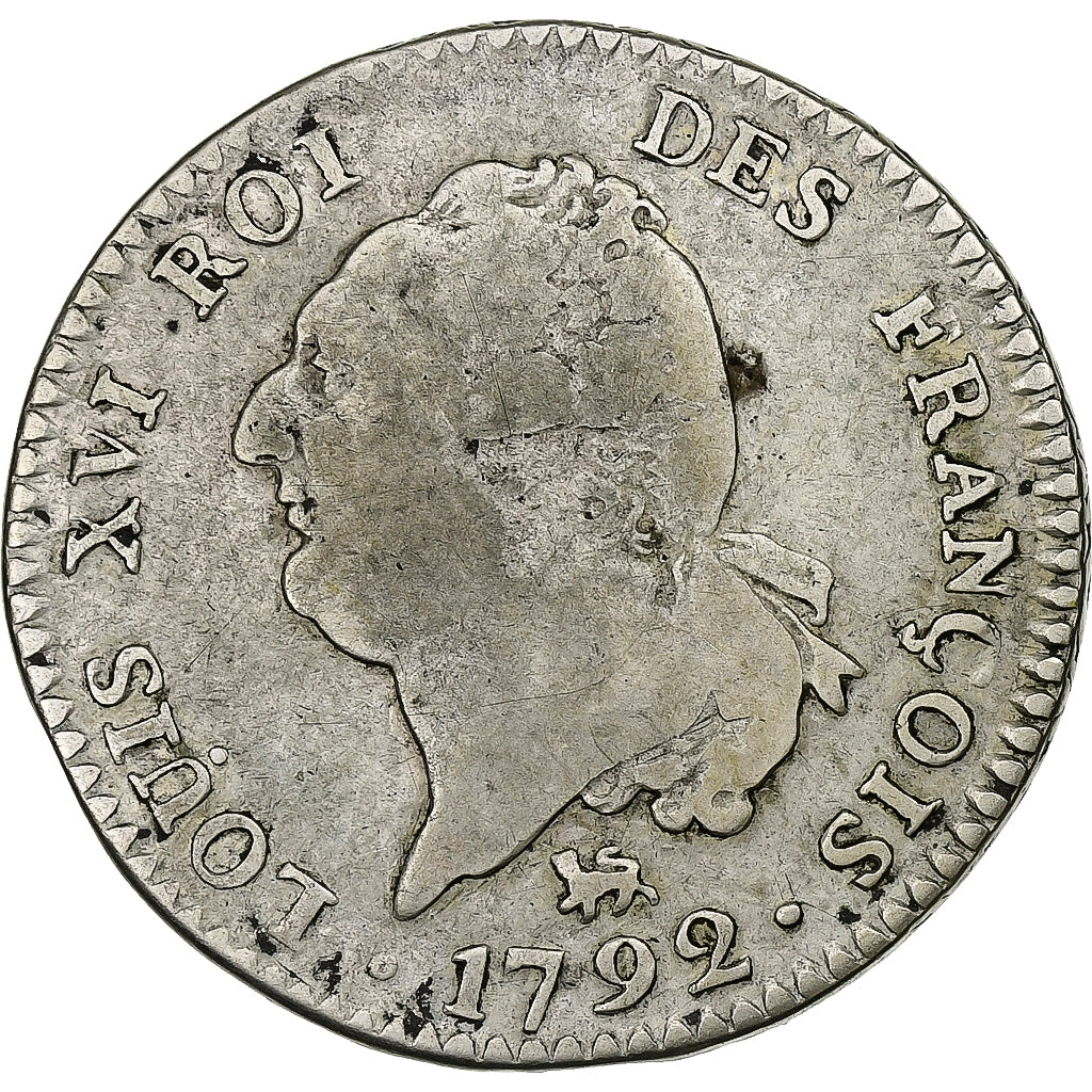 France, Louis XVI, 30 Sols, 1792 / AN 4, Paris, 2nd semestre, Silver, VF(20-25)