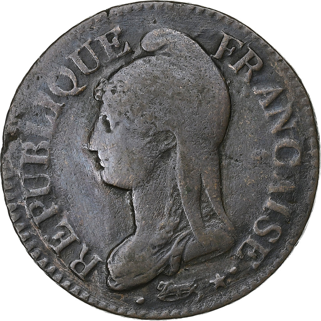 Francia, 5 Centimes, Dupré, AN 5, Strasbourg, Bronzo, MB+, Gadoury:126