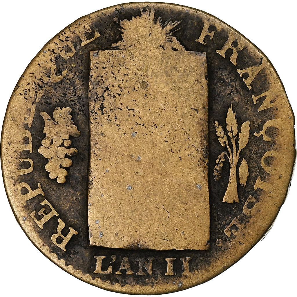 France, 1/2 sol à la balance, 1793 / AN II, La Rochelle, Copper, F(12-15)