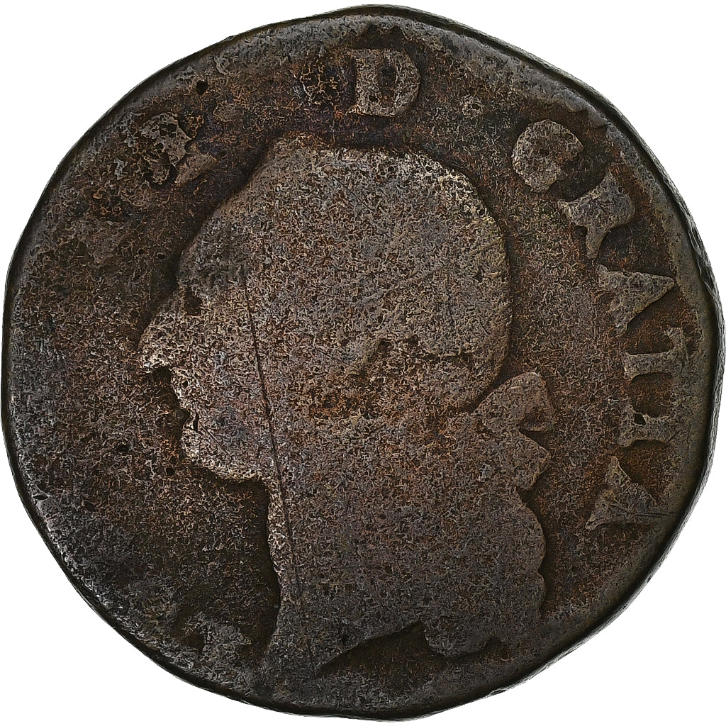 Francia, Louis XVI, Sol de Béarn, 1780, Pau, Cobre, BC, Gadoury:350a