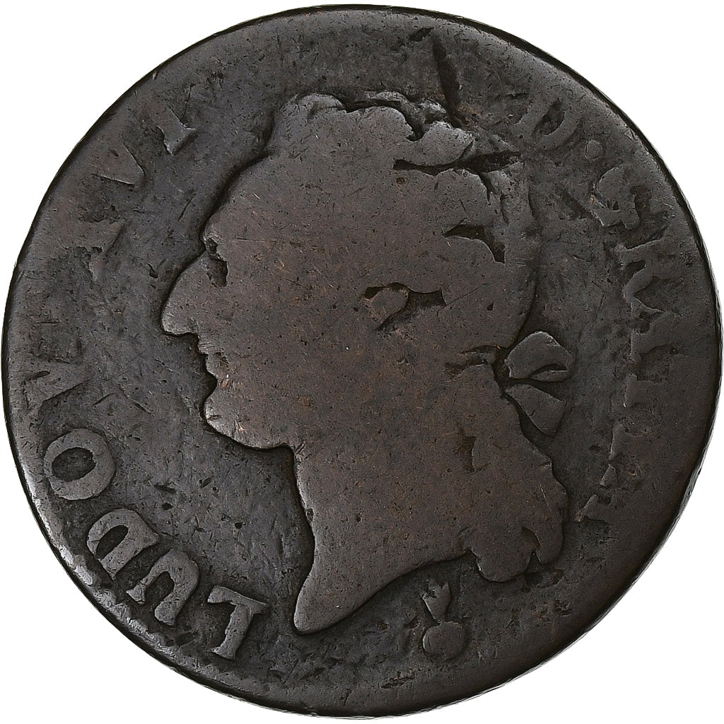 Frankreich, Louis XVI, 1/2 Sol, 1787, Metz, Kupfer, S, Gadoury:349