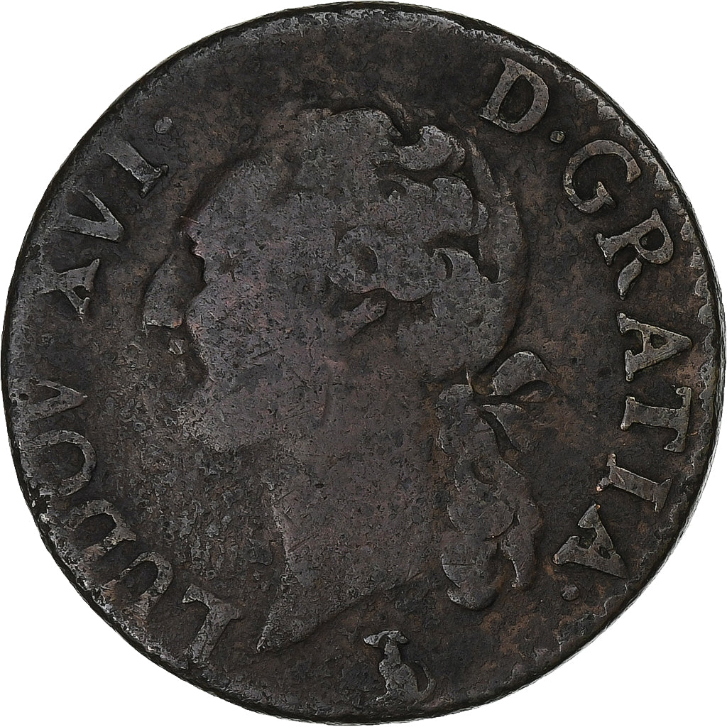 Frankreich, Louis XVI, 1/2 Sol, 1790, Nantes, Kupfer, S, Gadoury:349