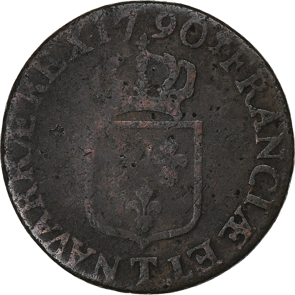 Frankreich, Louis XVI, 1/2 Sol, 1790, Nantes, Kupfer, S, Gadoury:349