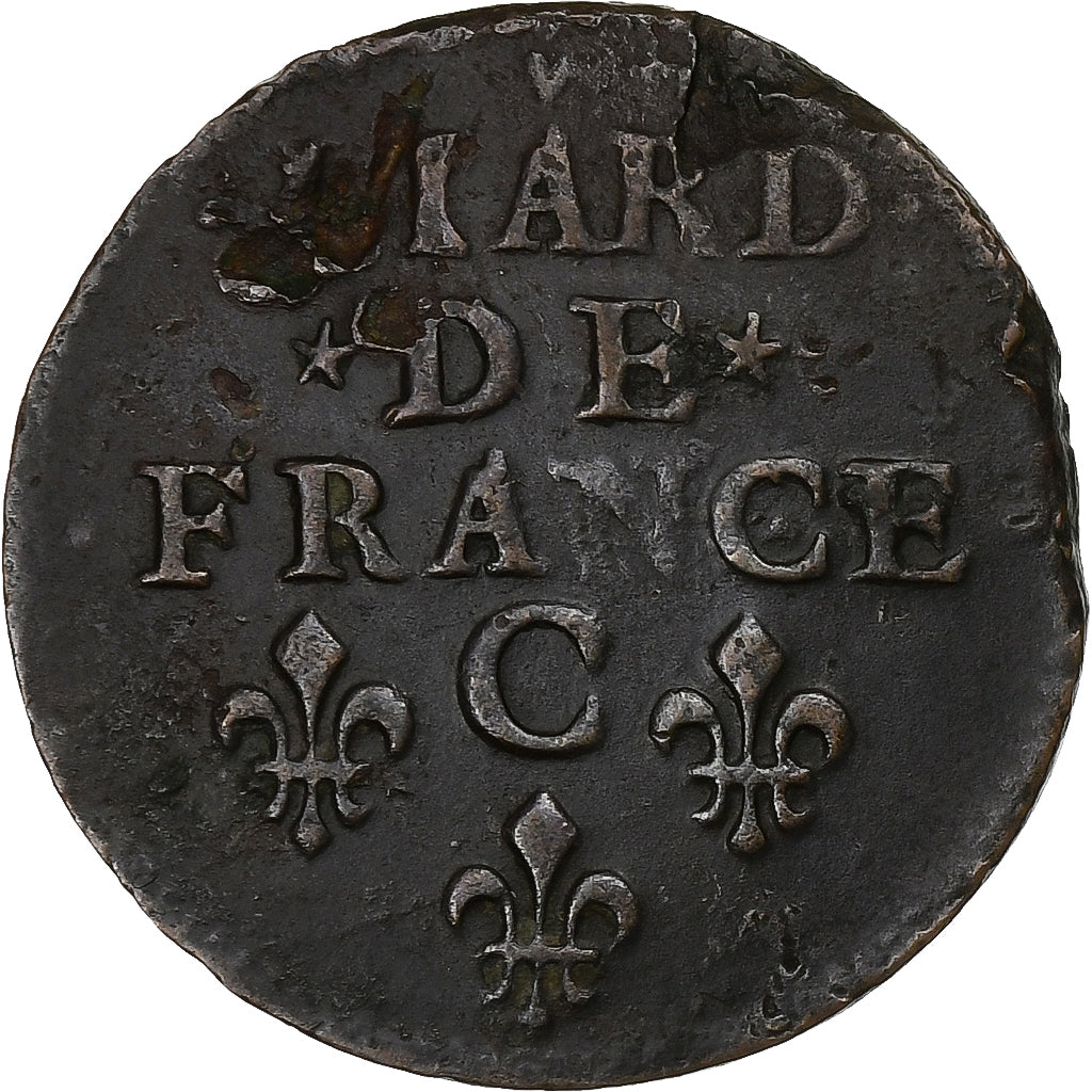 França, Louis XIV, Liard de France, 1657, Caen, Cobre, EF(40-45), C2G:54