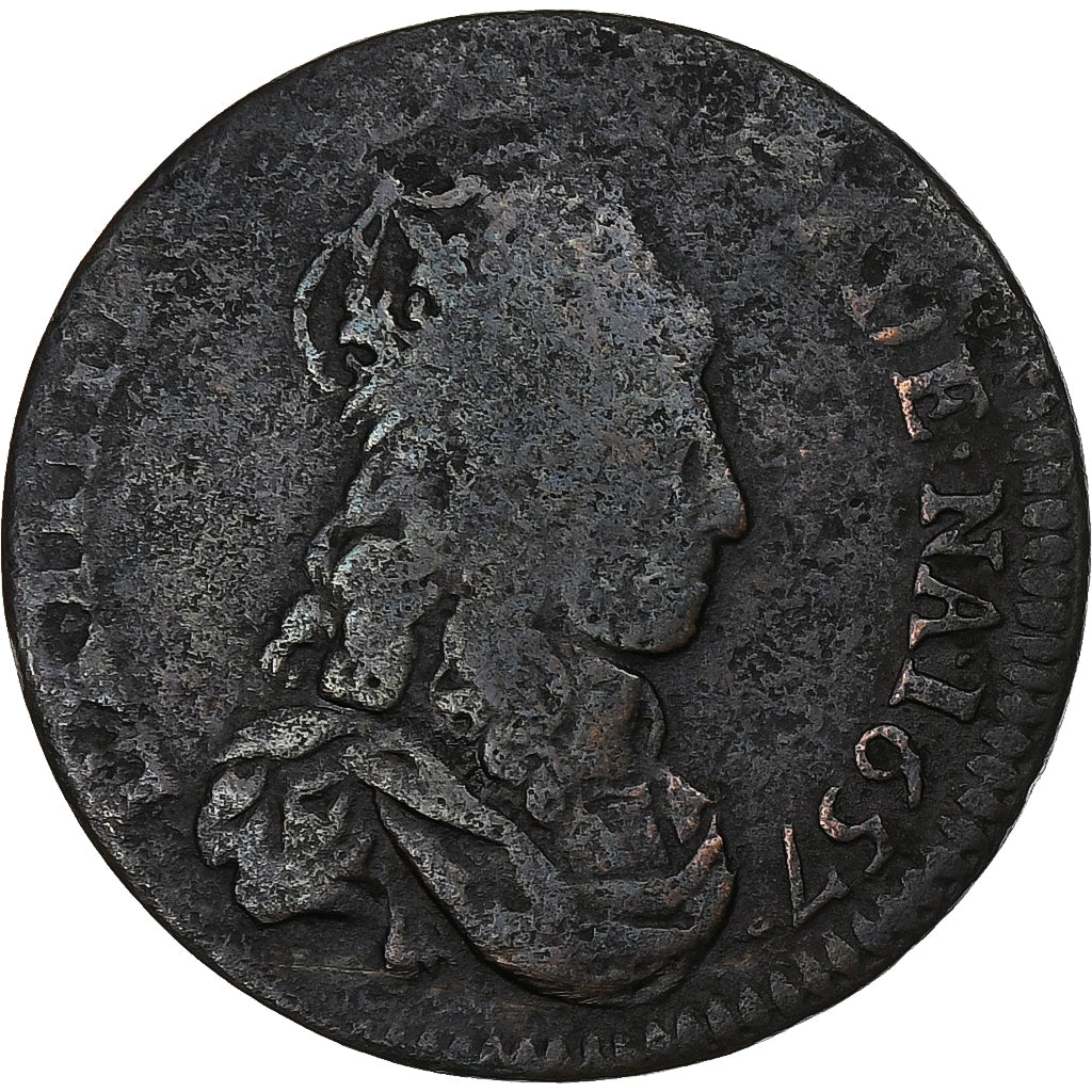 Frankreich, Louis XIV, Liard de France, 1657, Meung-sur-Loire, Kupfer, S+