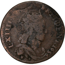 Francja, Louis XIV, Liard de France, 1656, Acquigny, Miedź, VF(30-35), C2G:40