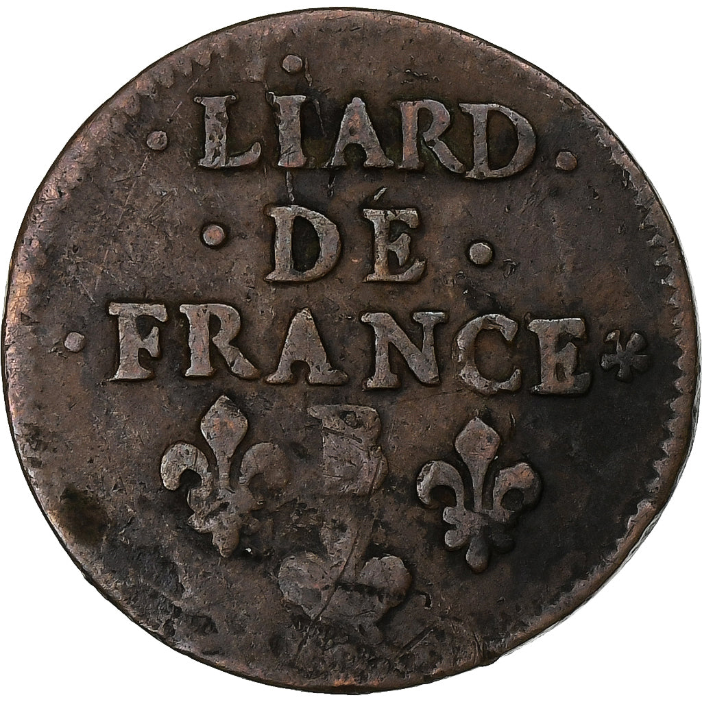 Francja, Louis XIV, Liard de France, 1656, Acquigny, Miedź, VF(30-35), C2G:40