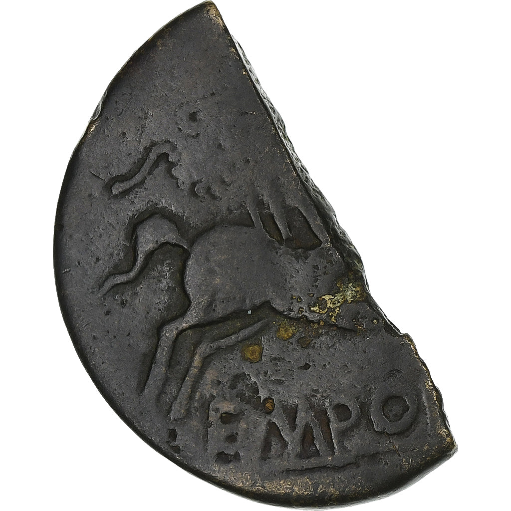 Tarraconensis, Iberia, 1/2 As, Late 1st century BC, Emporiae, Bronzo, MB+