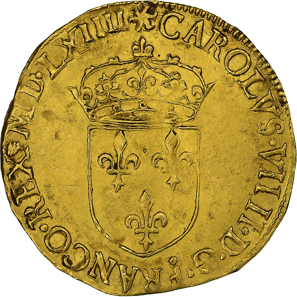 Francia, Charles IX, Écu d'or au soleil, 1564, Rouen, Oro, MBC+, Gadoury:442
