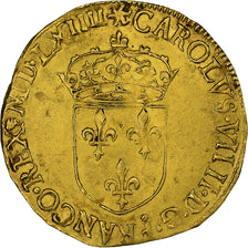 Francia, Charles IX, Écu d'or au soleil, 1564, Rouen, Oro, MBC+, Gadoury:442