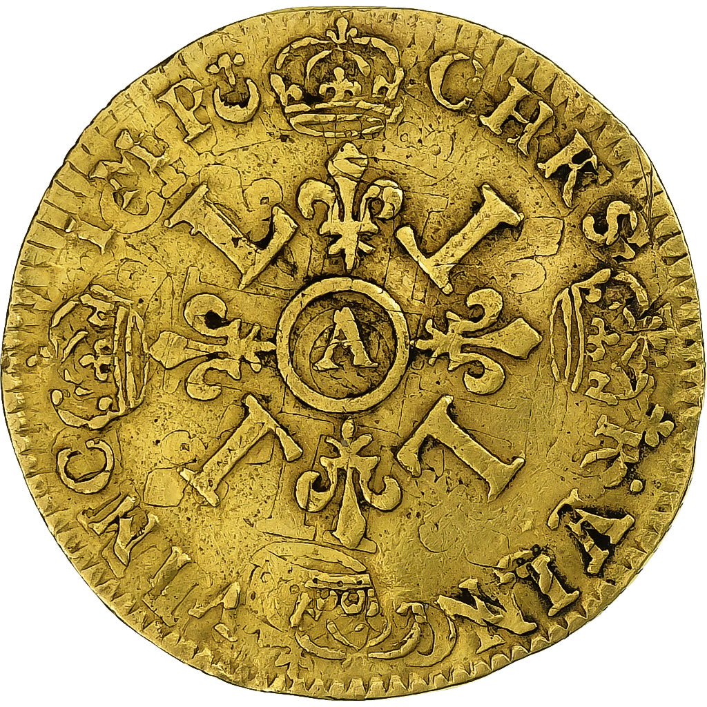 Frankrijk, Louis XIV, 1/2 Louis d'or aux 4 L, 1698, Paris, réformé, Goud, ZF