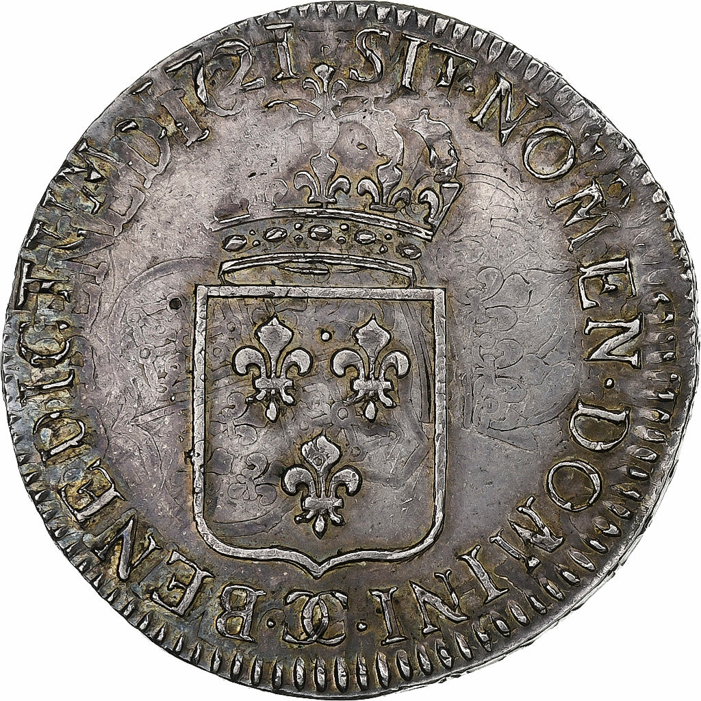 France, Louis XV, Écu de France, 1721, Besançon, Silver, AU(50-53)