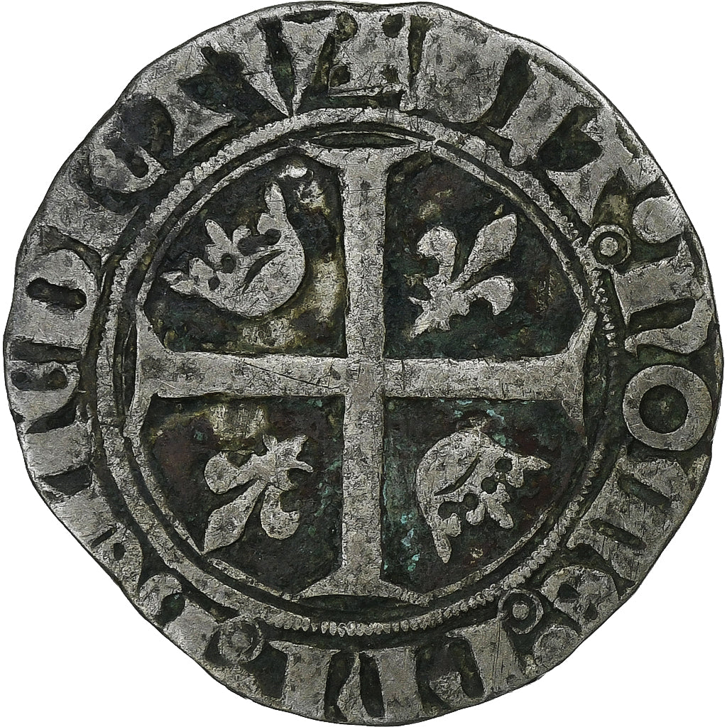 França, Charles VI, Blanc Guénar, 1389-1422, Romans, Lingote, VF(30-35)