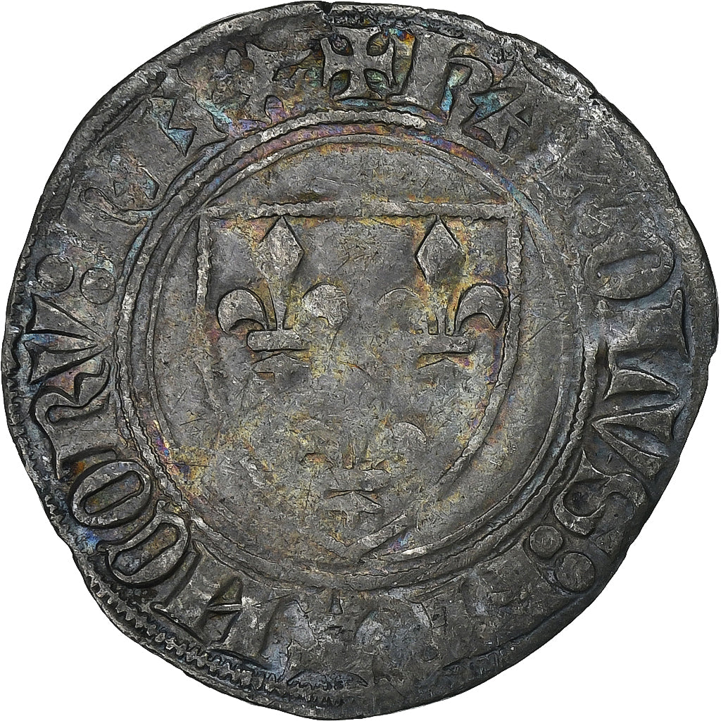 France, Charles VI, Blanc Guénar, 1385-1422, Troyes, Billon, VF(30-35)