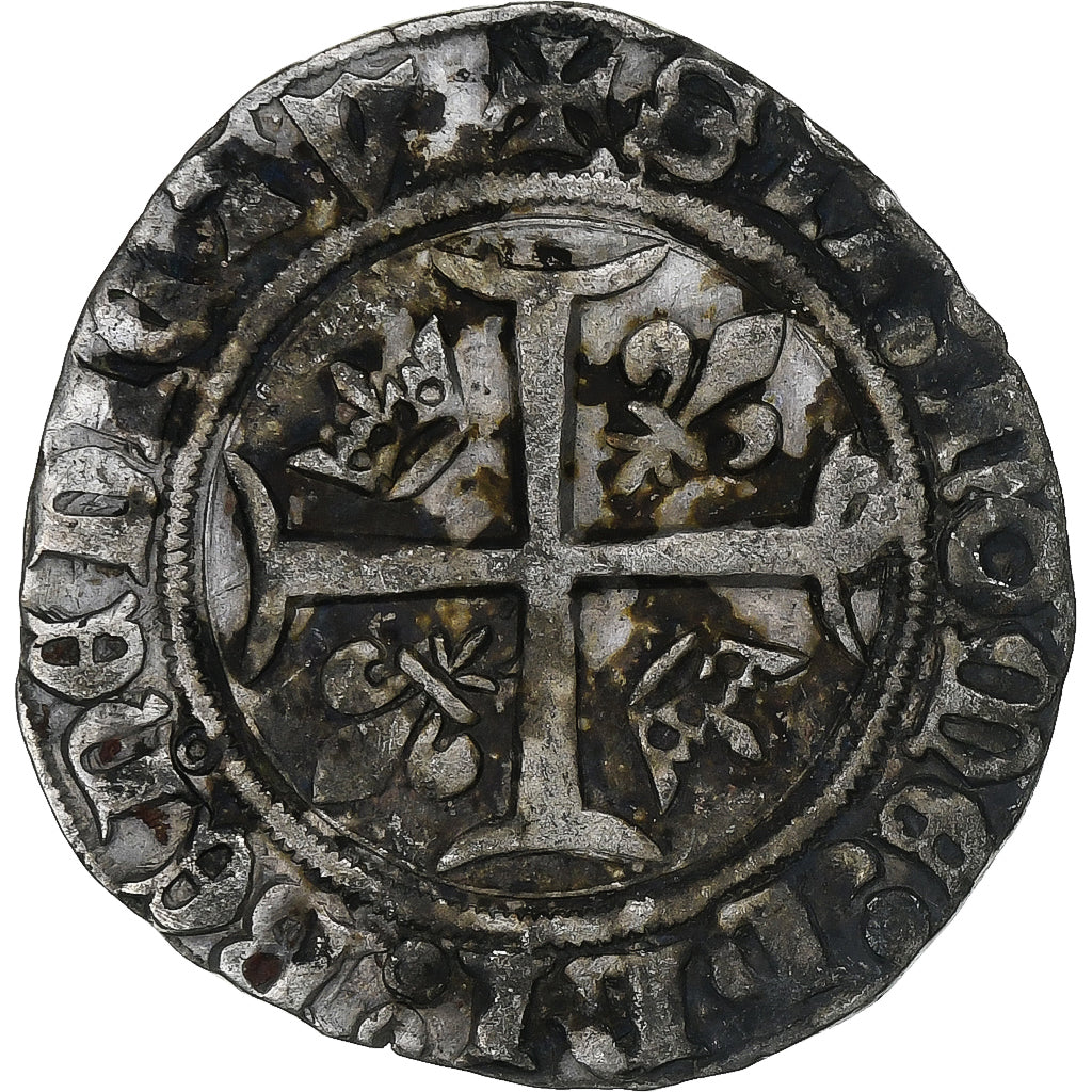 Francia, Charles VI, Blanc Guénar, 1389-1422, Dijon, Biglione, BB+
