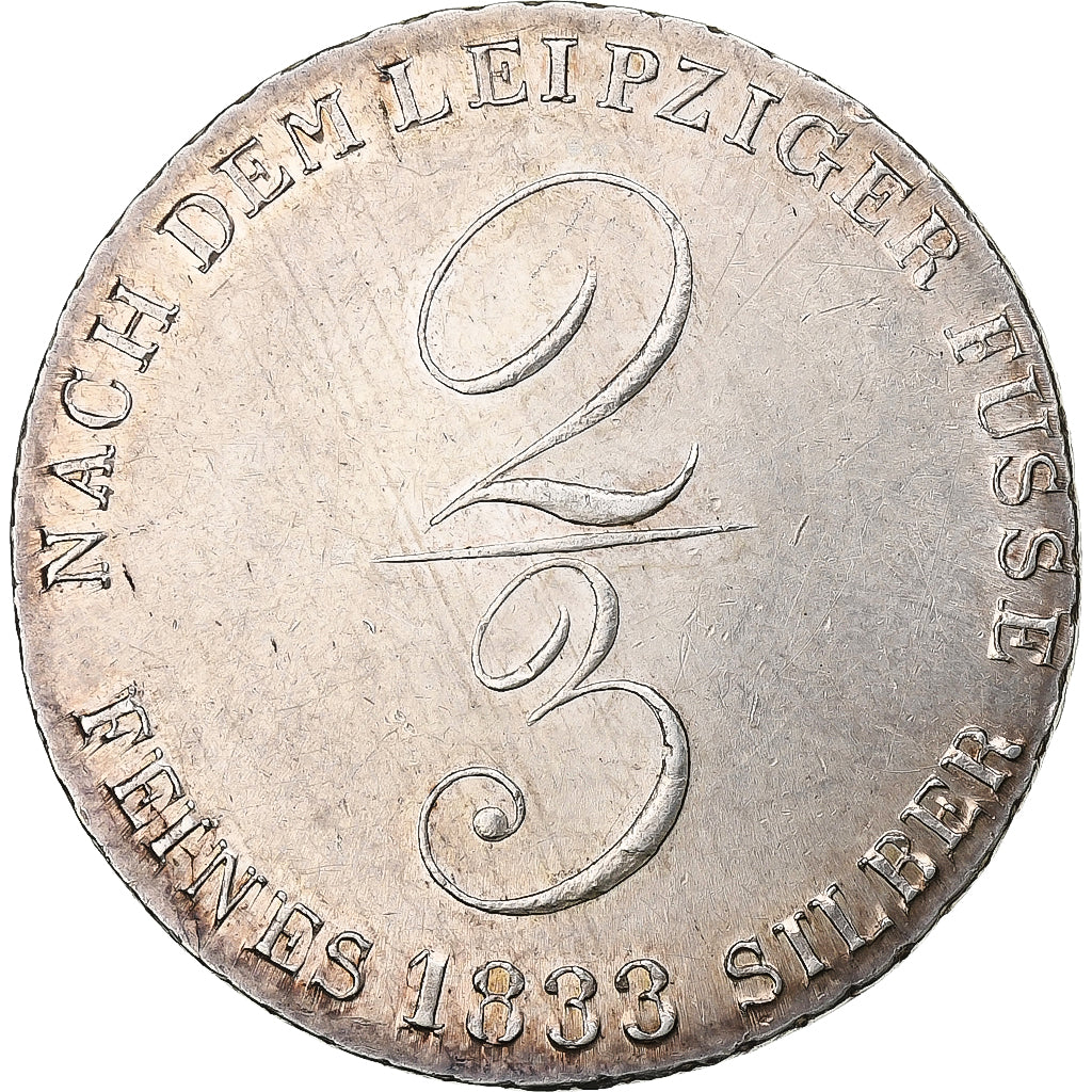 Kingdom of Hannover, Wilhelm IV, 2/3 Thaler, 1833, Hannover, Silver, AU(55-58)