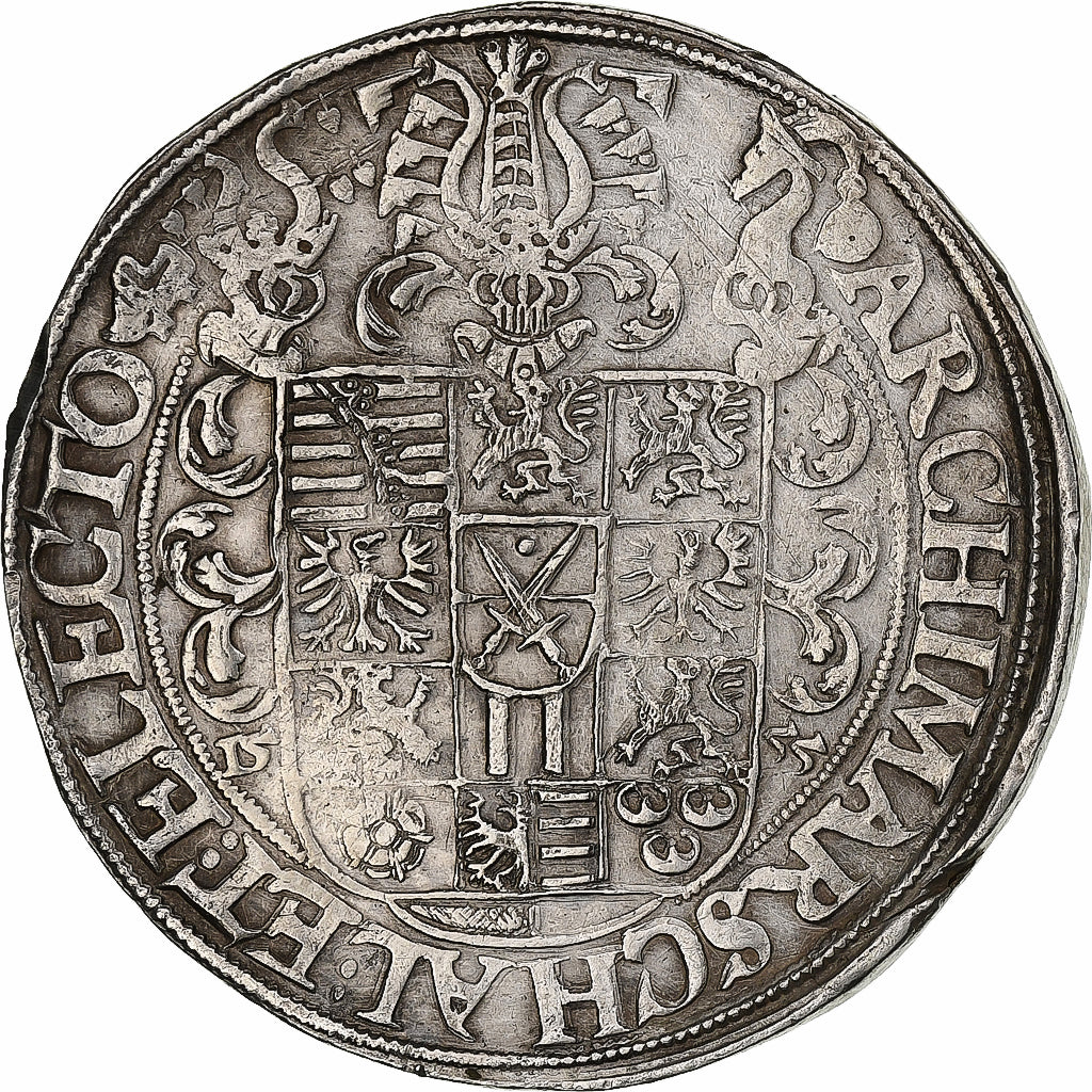 Electorate of Saxony, August I, Thaler, 1555, Dresden, Prata, EF(40-45)