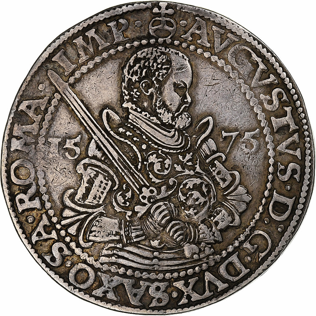 Électorat de Saxe, August I, Thaler, 1575, Dresden, Argent, TTB