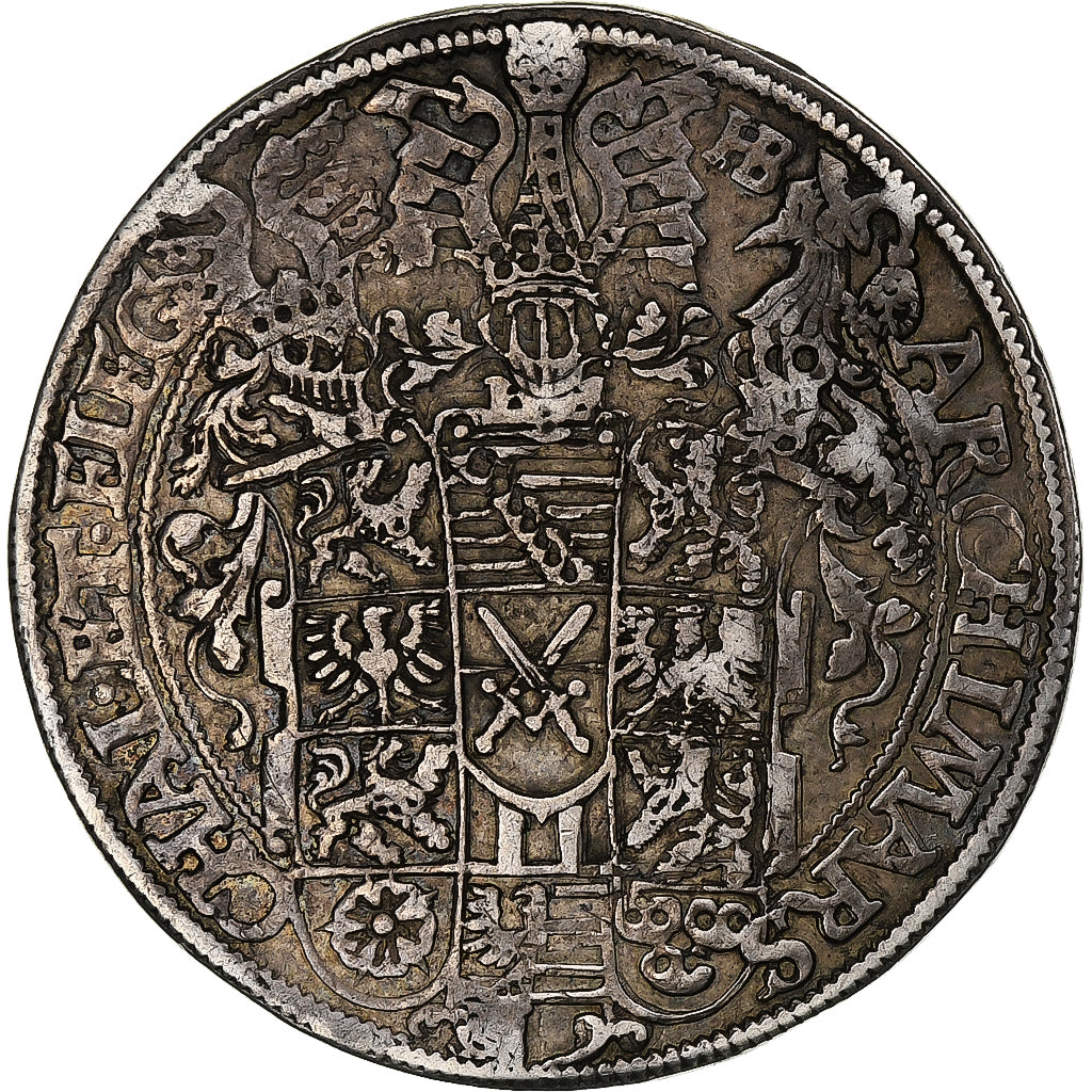 Électorat de Saxe, August I, Thaler, 1575, Dresden, Argent, TTB