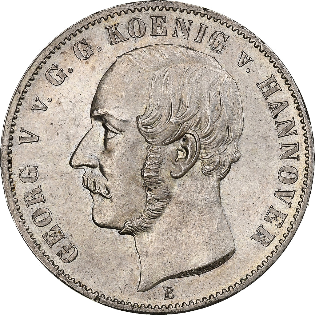 Kingdom of Hannover, Georg V, Thaler, 1855, Hannover, Prata, MS(60-62), KM:220