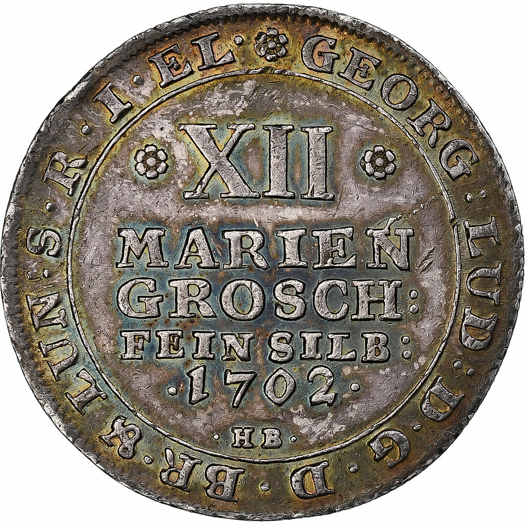 Duchy of Brunswick-Lüneburg, Georg I, 12 Mariengroschen, 1702, Brunswick
