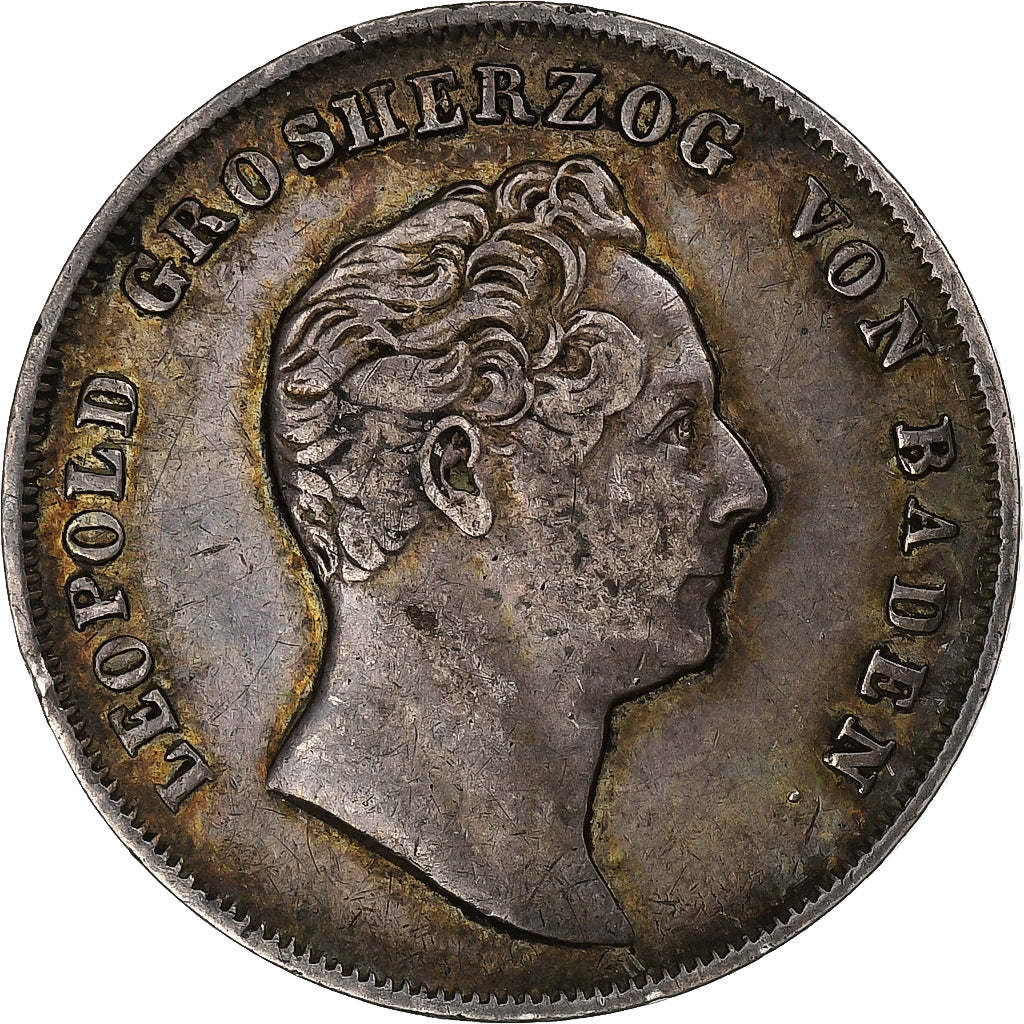 Grand Duchy of Baden, Leopold I, Gulden, 1844, Karlsruhe, Srebro, EF(40-45)