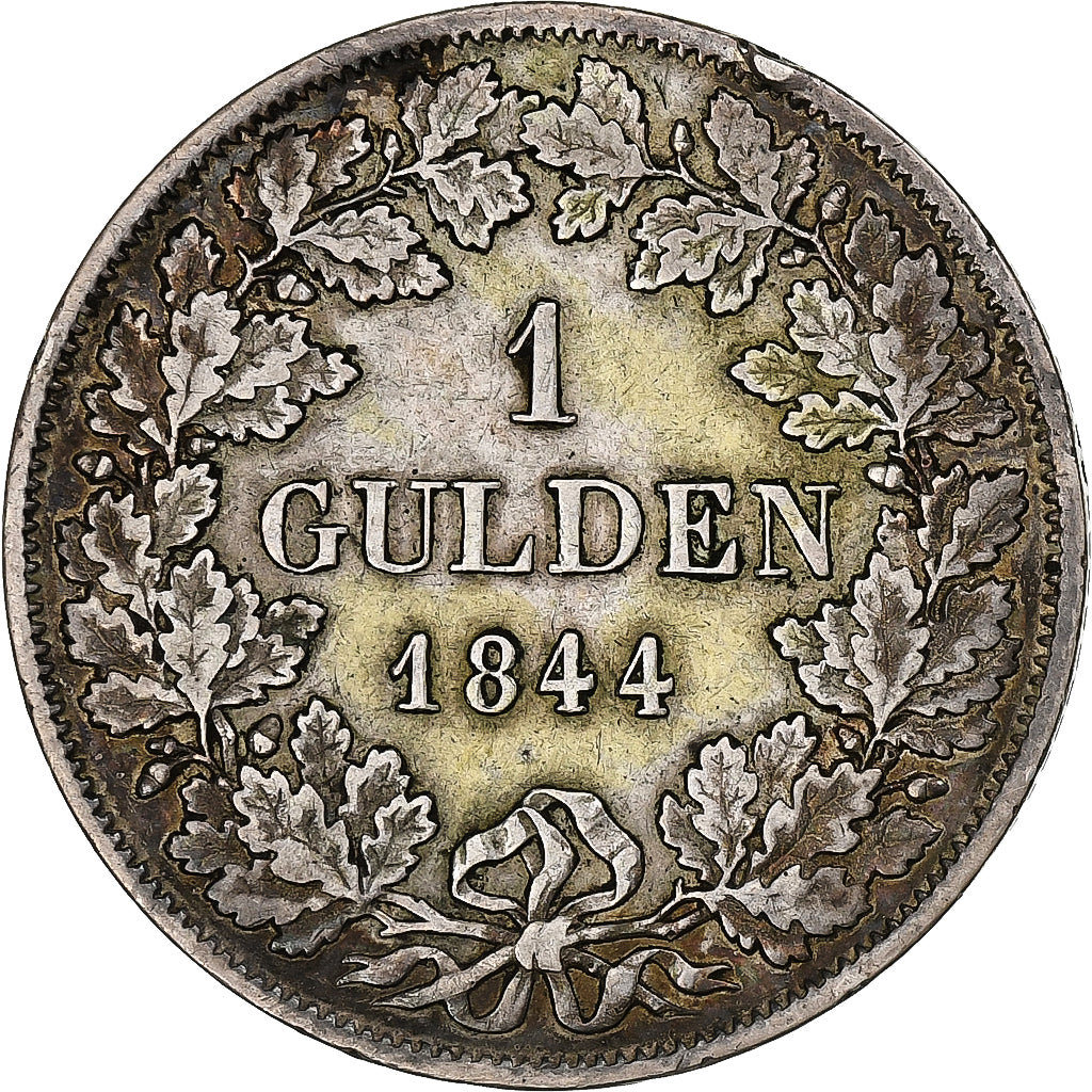 Grand Duchy of Baden, Leopold I, Gulden, 1844, Karlsruhe, Srebro, EF(40-45)
