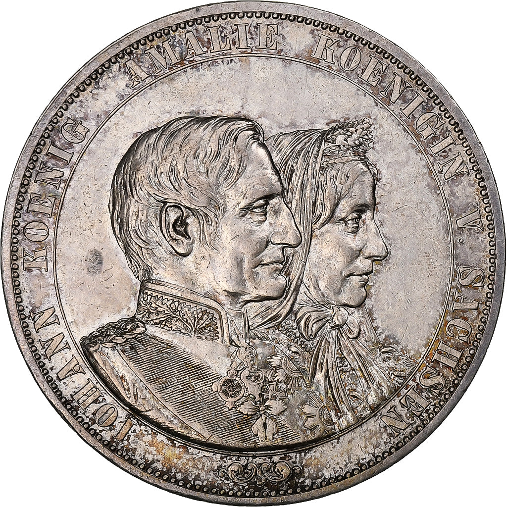 Kingdom of Saxony, Johann, 2 Thaler, 1872, Dresden, Prata, AU(55-58)