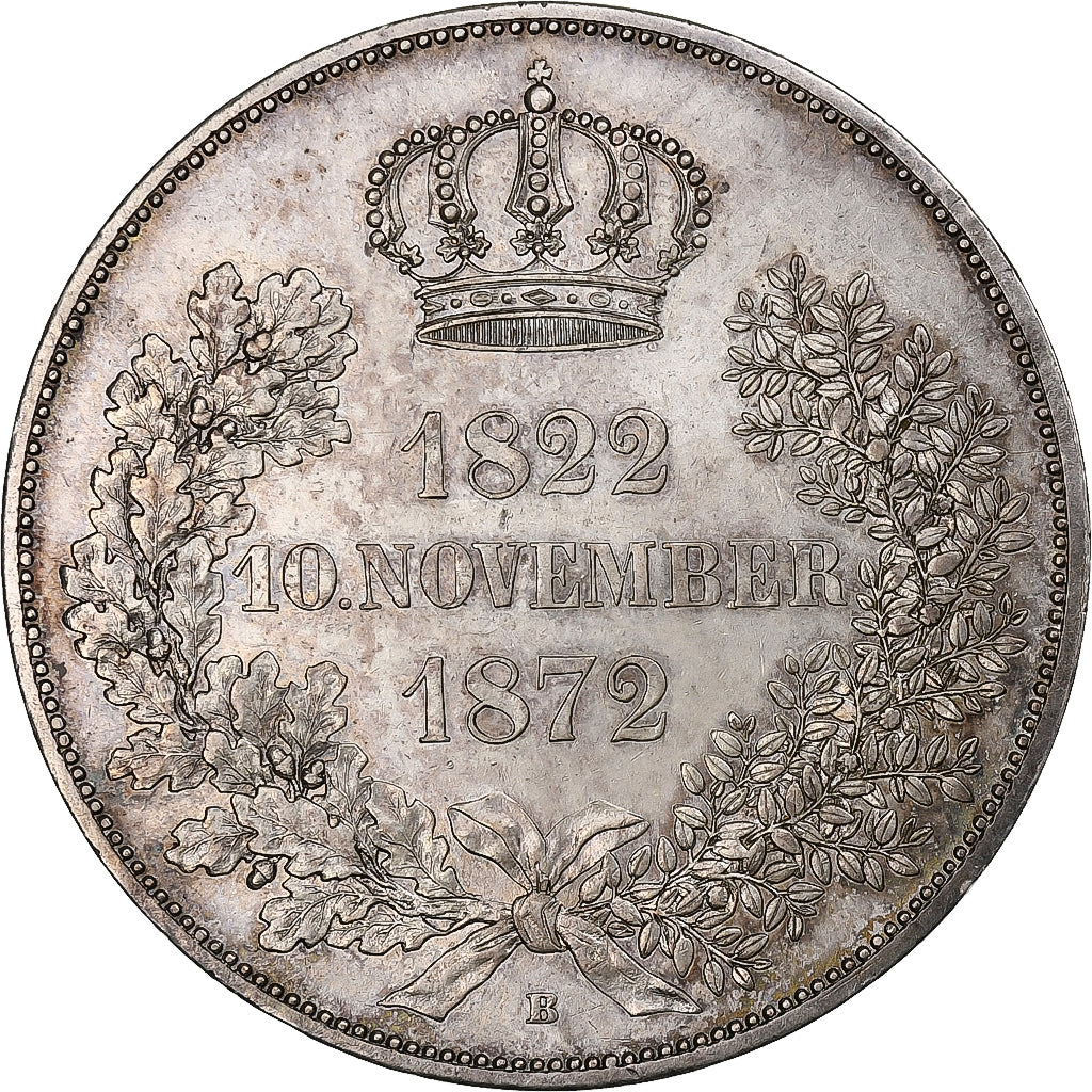 Kingdom of Saxony, Johann, 2 Thaler, 1872, Dresden, Prata, AU(55-58)