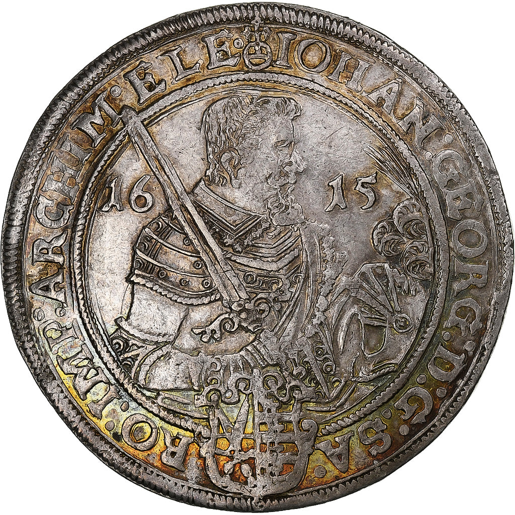 Electorate of Saxony, Johann Georg I, Thaler, 1615, Dresden, Prata, AU(55-58)