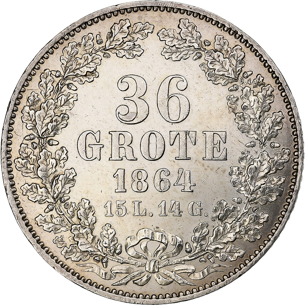 Ville de Brême, 36 grote, 1864, Bremen, Argent, SUP, KM:243